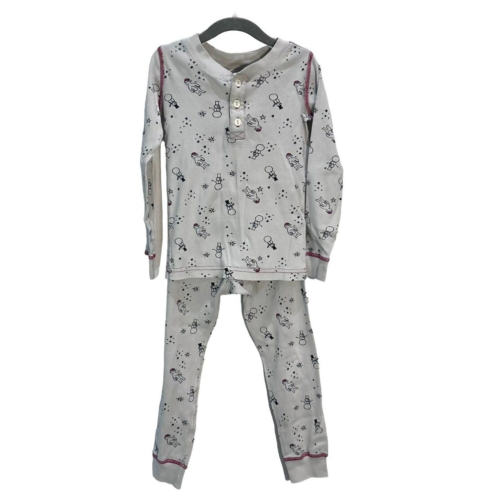 Hanna Anderson Youth Unisex 2 Piece Winter Christmas Theme Pajamas Organic Sz 5